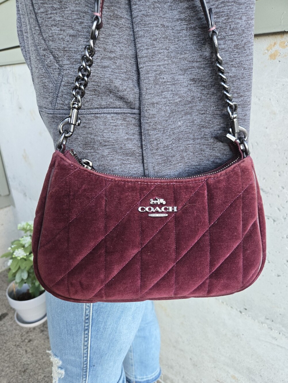 Coach Teri Velvet Quilted Shoulder Bag